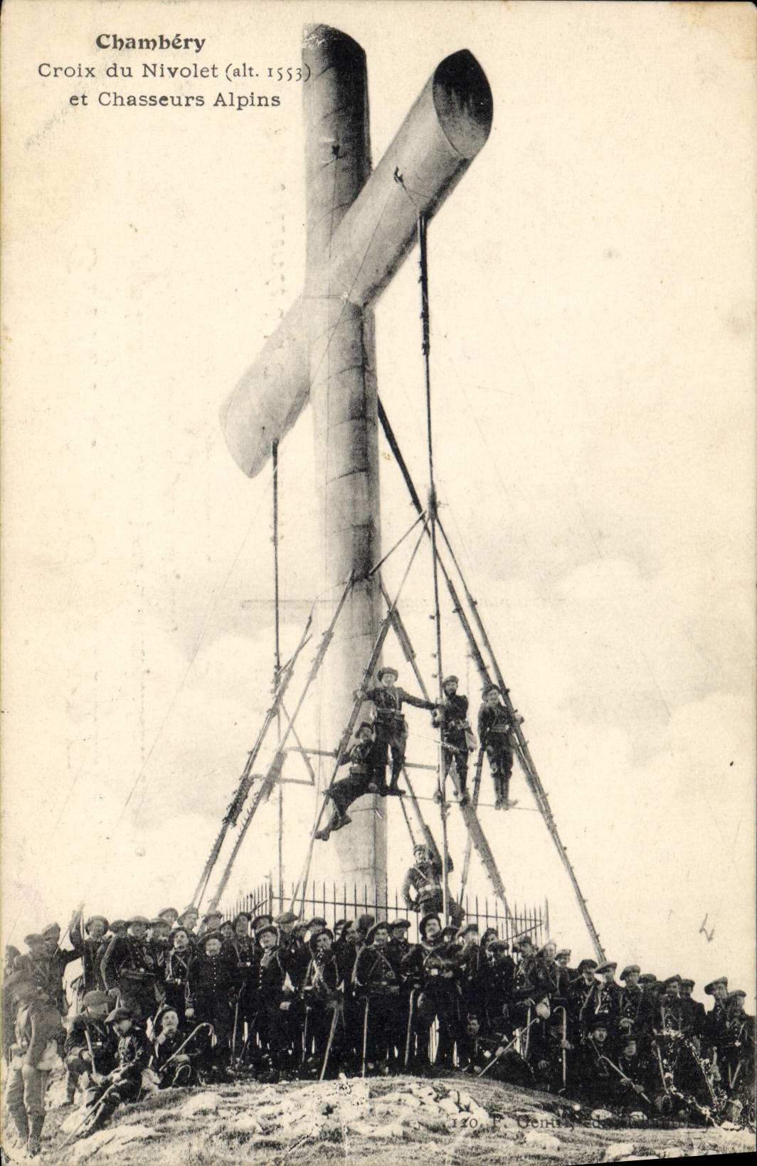 Vintage Postcard Militaria Alpine hunters Chambéry Cross of Nivolet