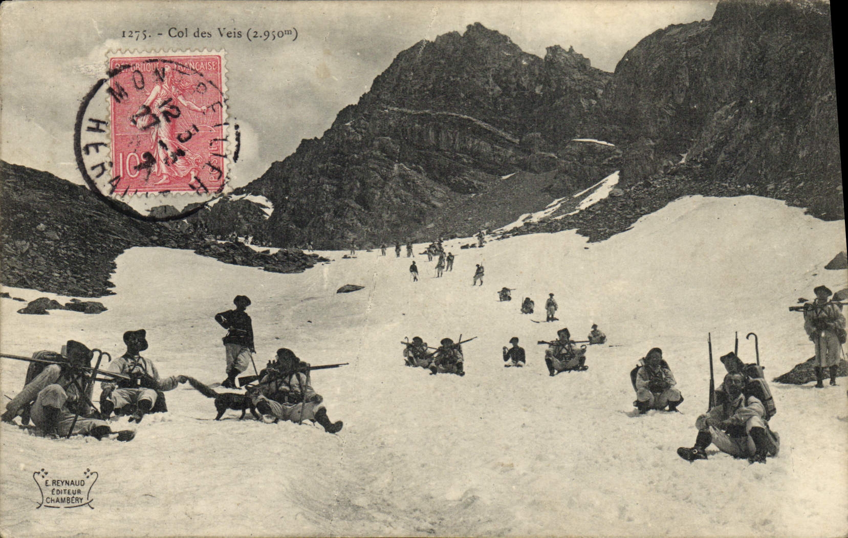 Vintage Postcard Militaria Alpine hunters Collars of Veis