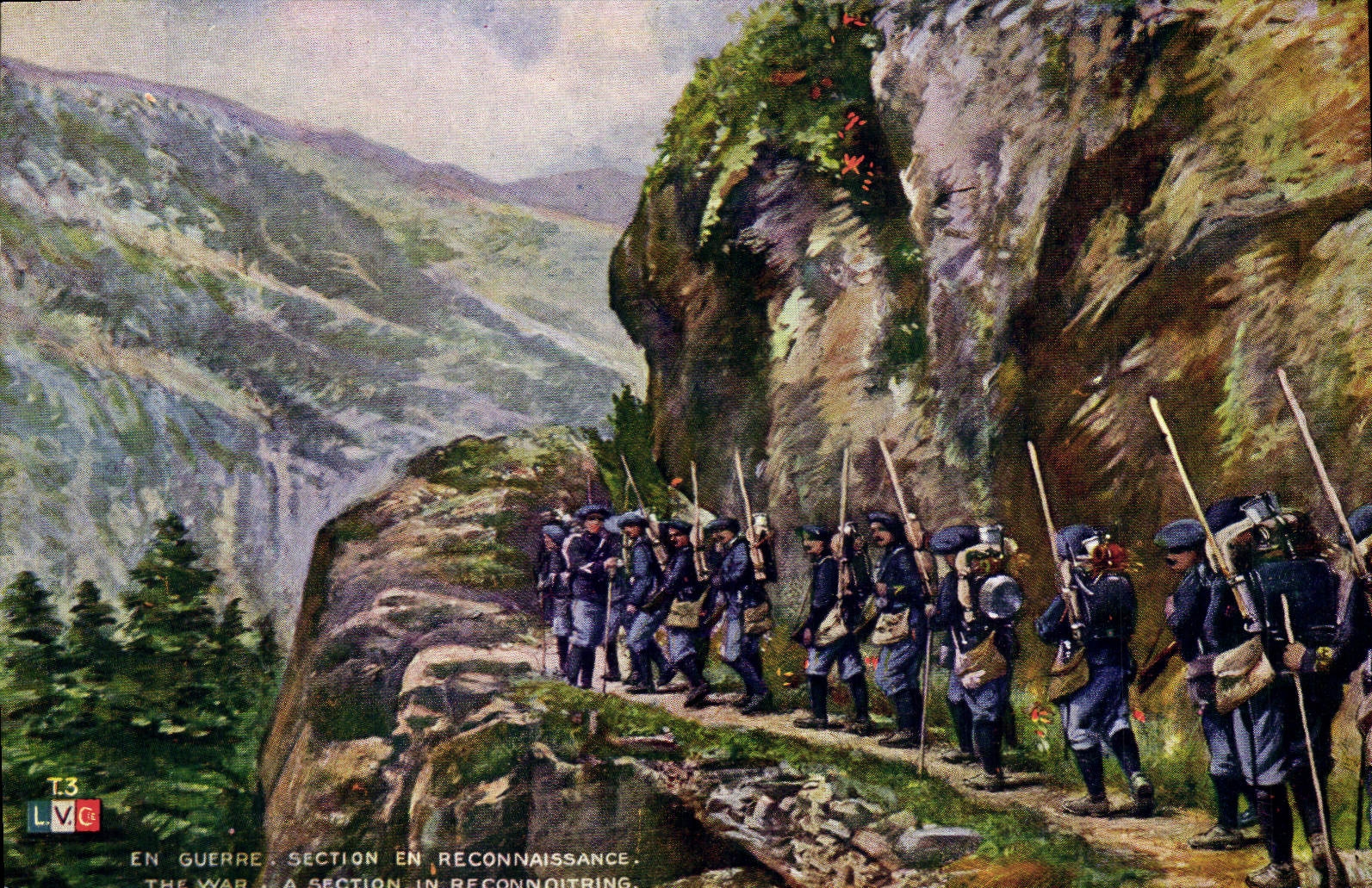 Vintage Postcard Militaria Alpine hunters Section in recognition