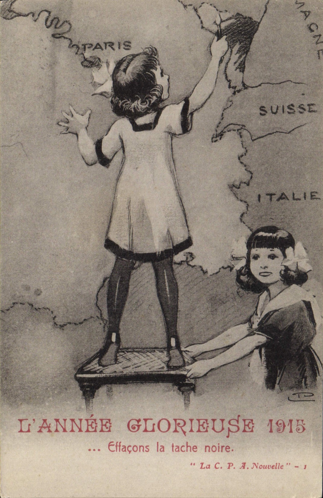 Vintage Postcard Militaria Children the glorious army 1915