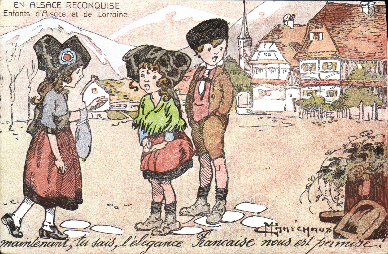 CPA Militaria En Alsace reconquise Enfants d'Alsace et de Lorraine Marechaux