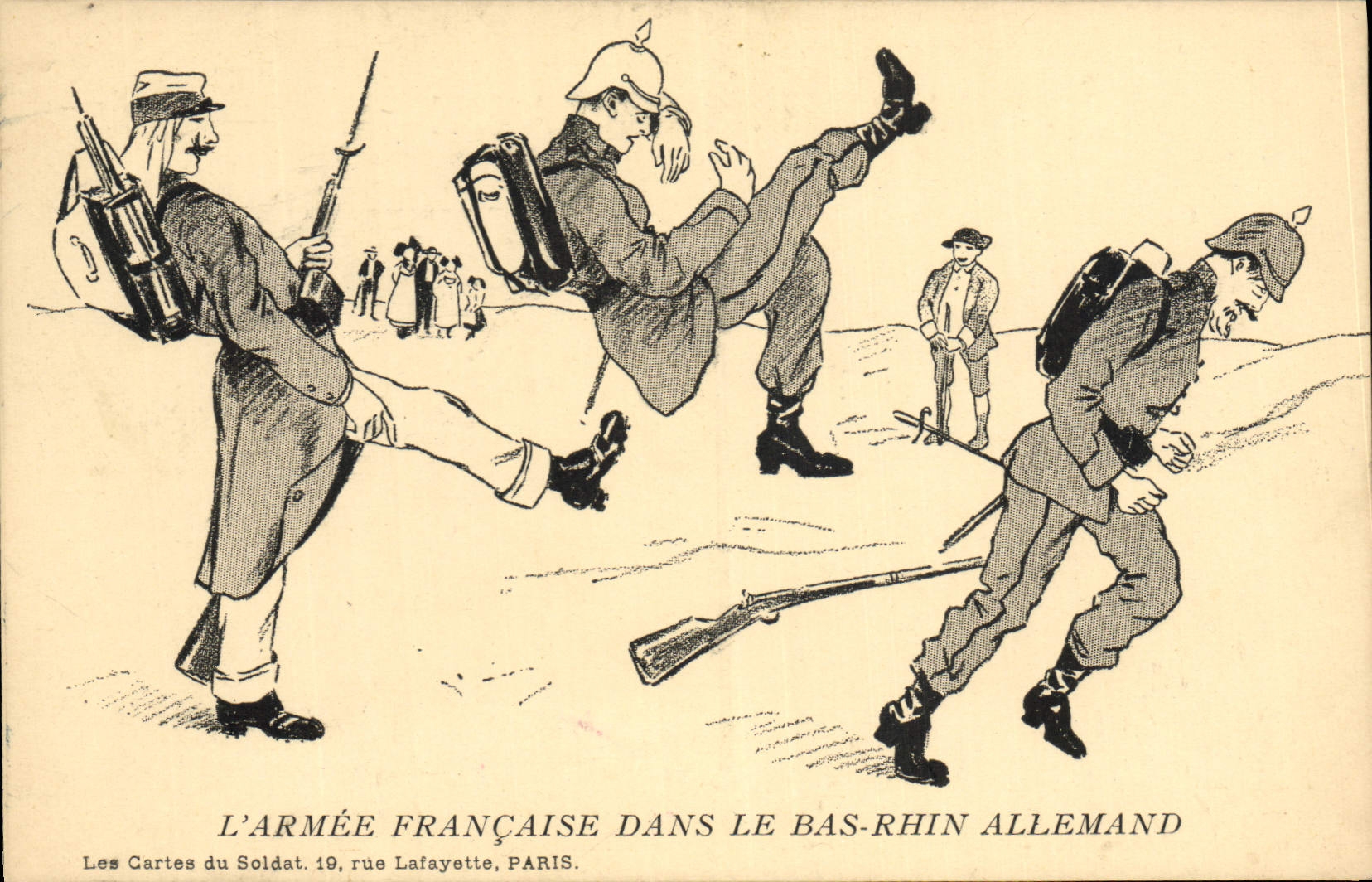 Vintage Postcard Militaria the French Army in the low German Rhine