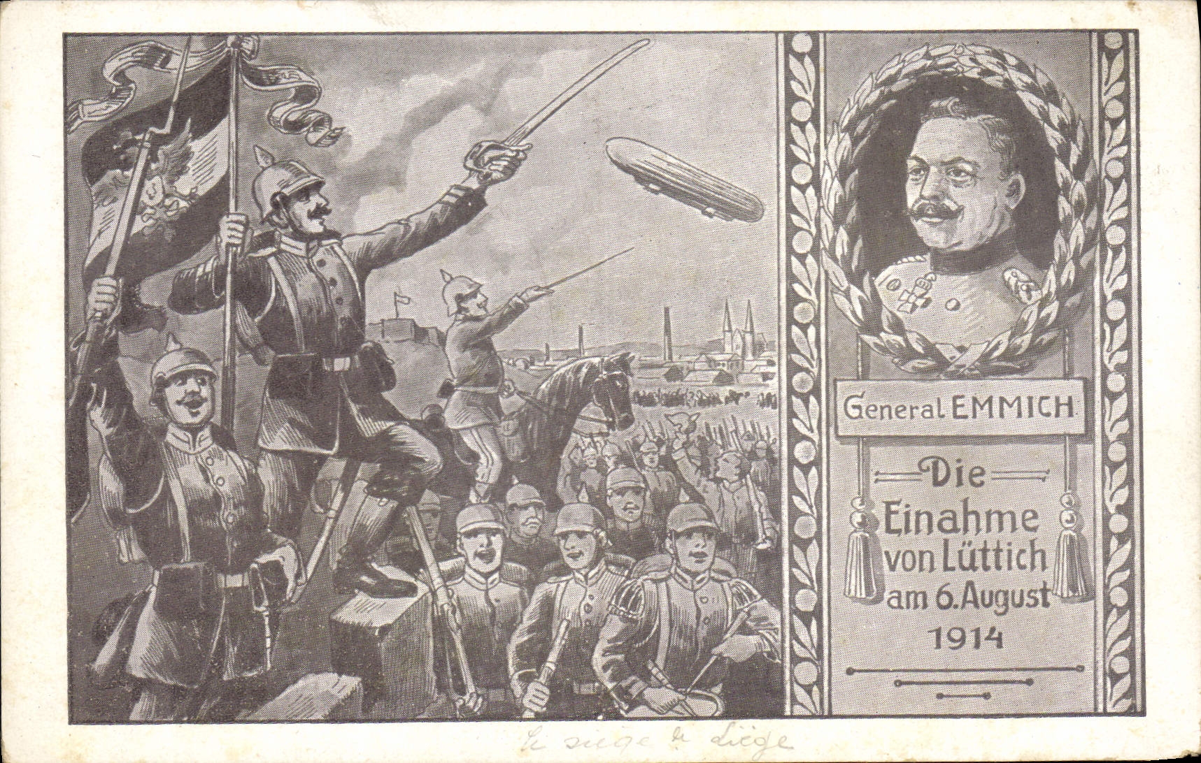 Vintage Postcard General Militaria Emmich Zeppelin Airship