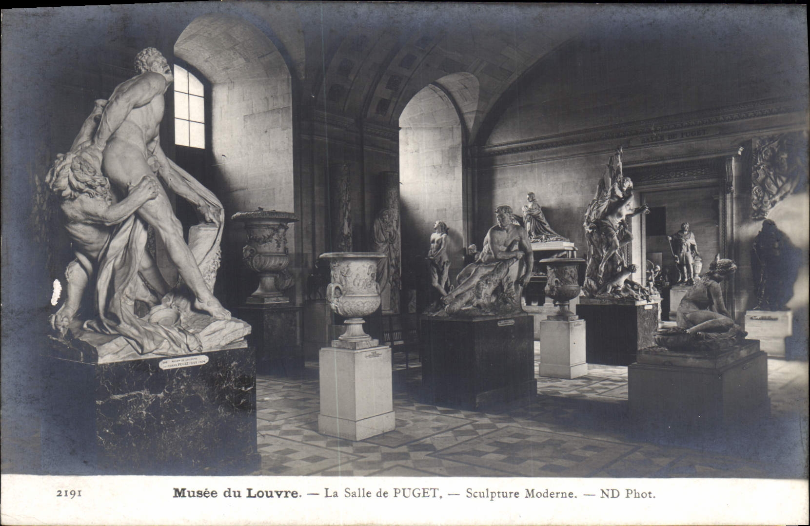 Vintage Postcard Paris Museum of Louvre the room of Puget
