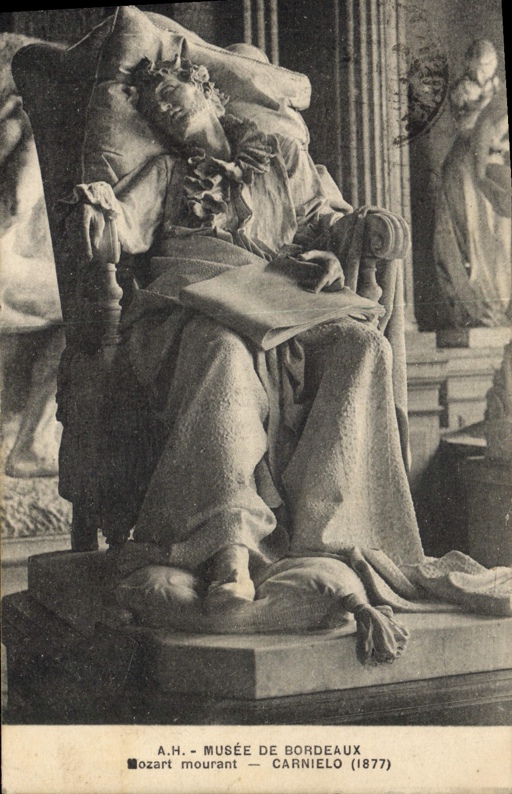 Vintage Postcard Museum of Bordeaux Mozart dying Carnielo