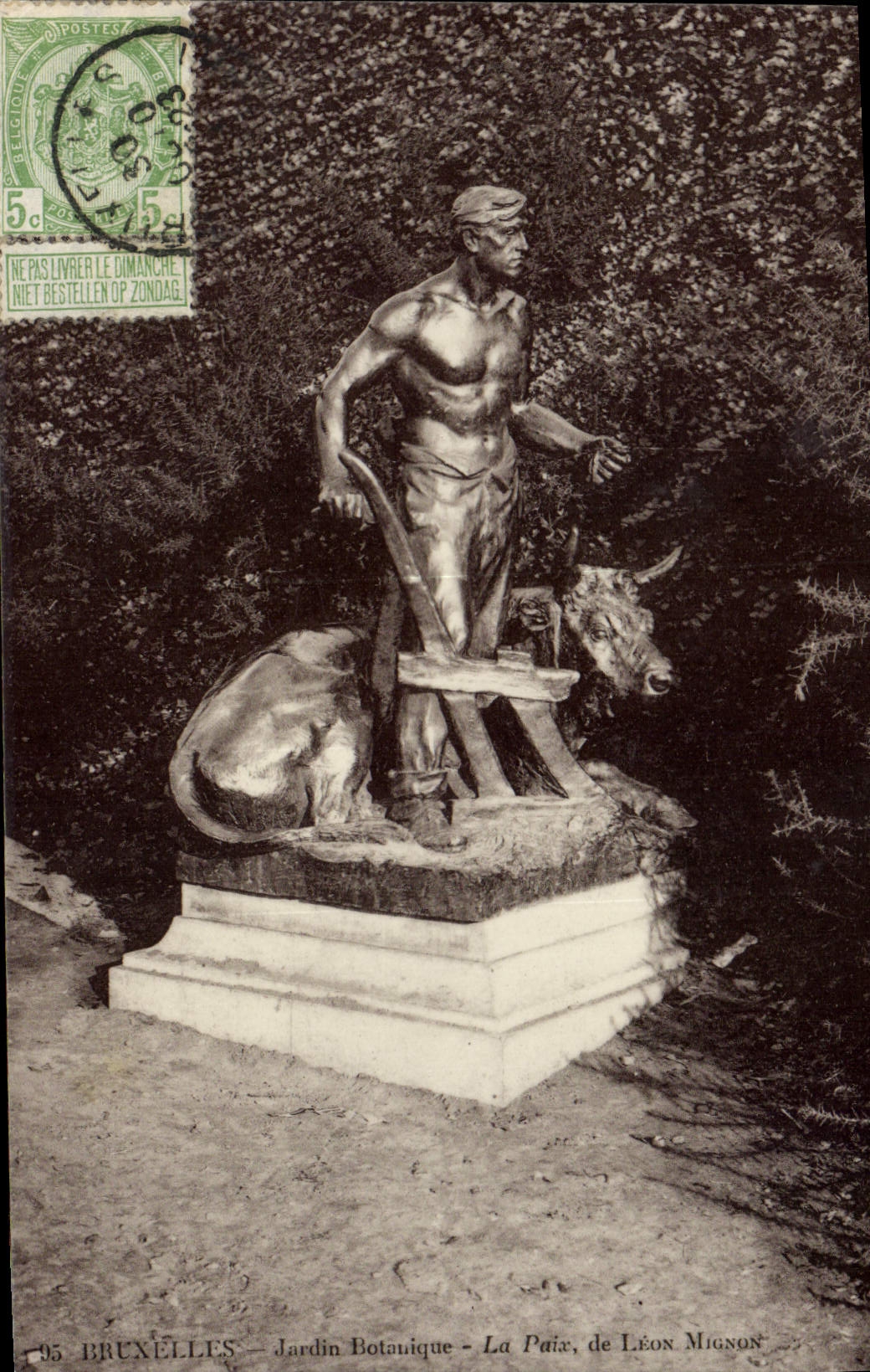 Vintage Postcard Brussels Botanical garden the peace of Nice Leon