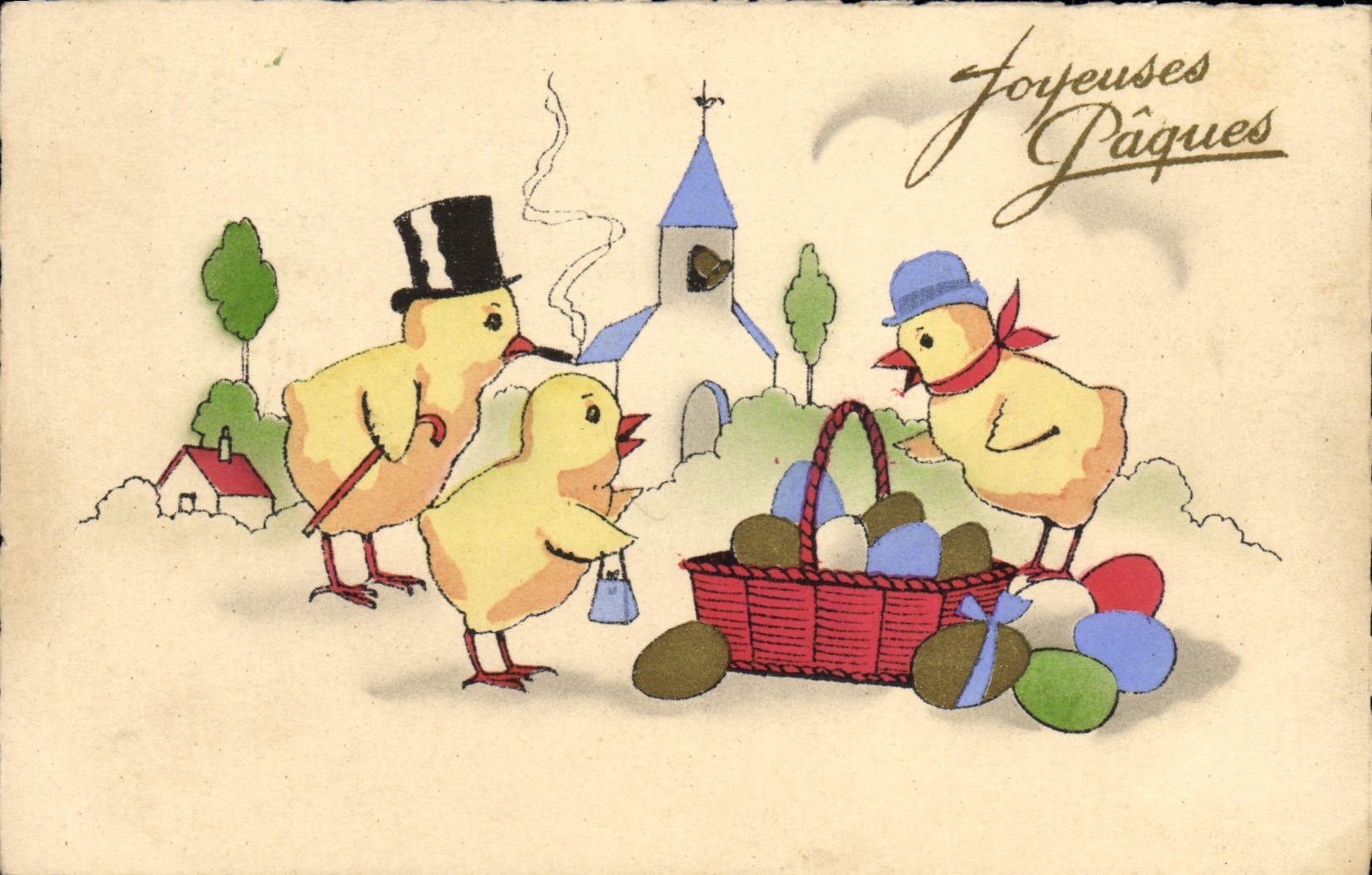 Vintage Postcard Fantasy Illustrator Chicks