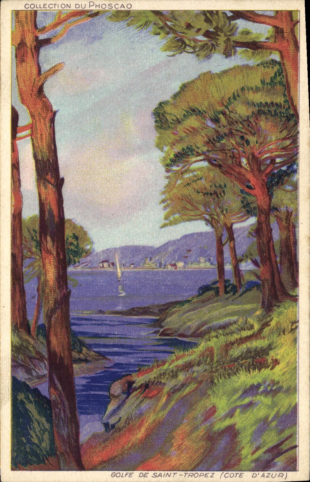 Vintage Postcard Fantasy Illustrator Road of Tropez Saint