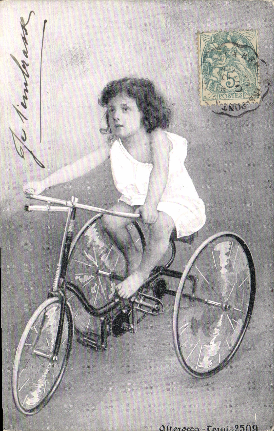 Vintage Postcard Enfant Bicycle Cycles