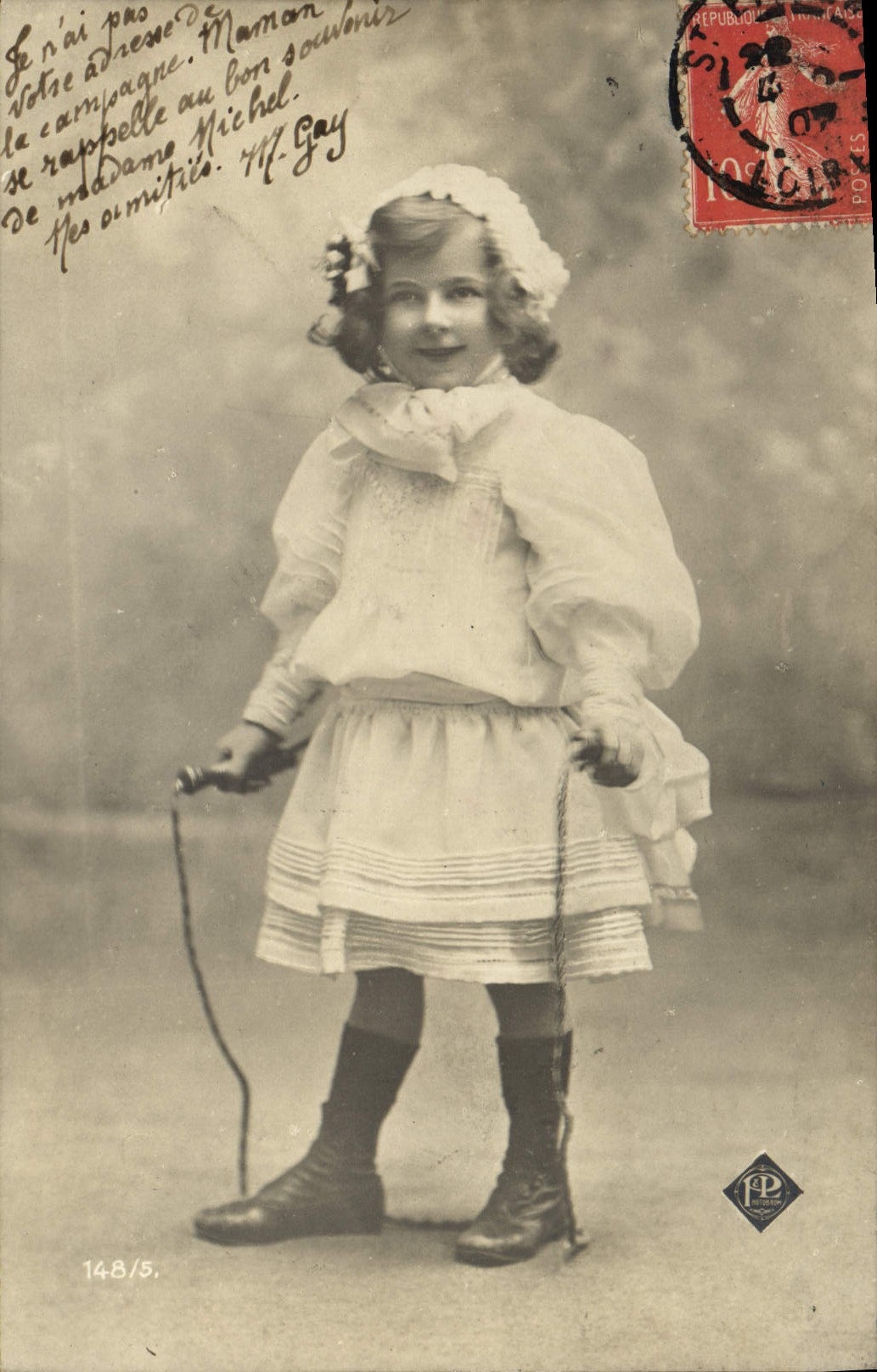 Vintage Postcard Enfant Skipping rope