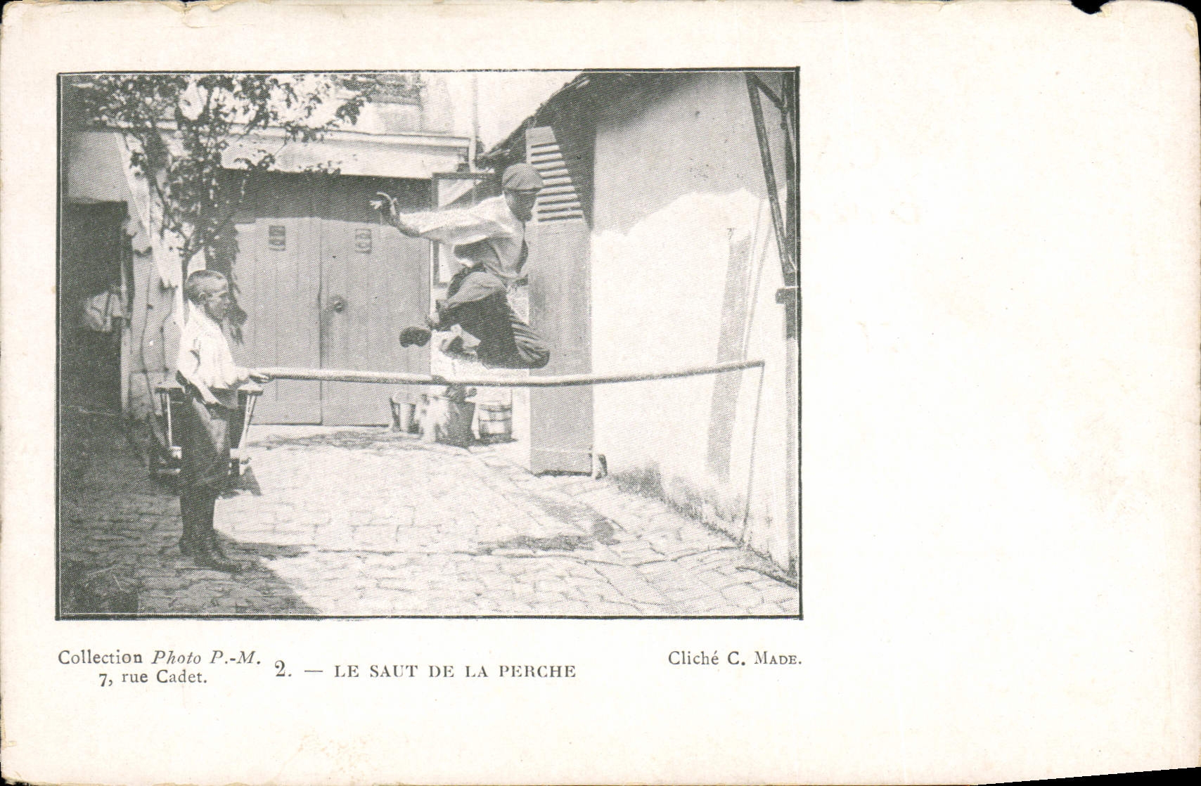 Vintage Postcard Children the jump of the pole