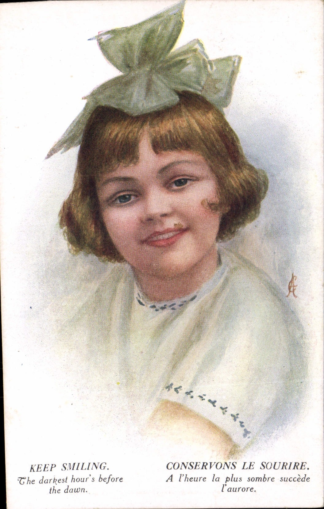 Vintage Postcard Fantaisie Illustrator Child Let us preserve the smile