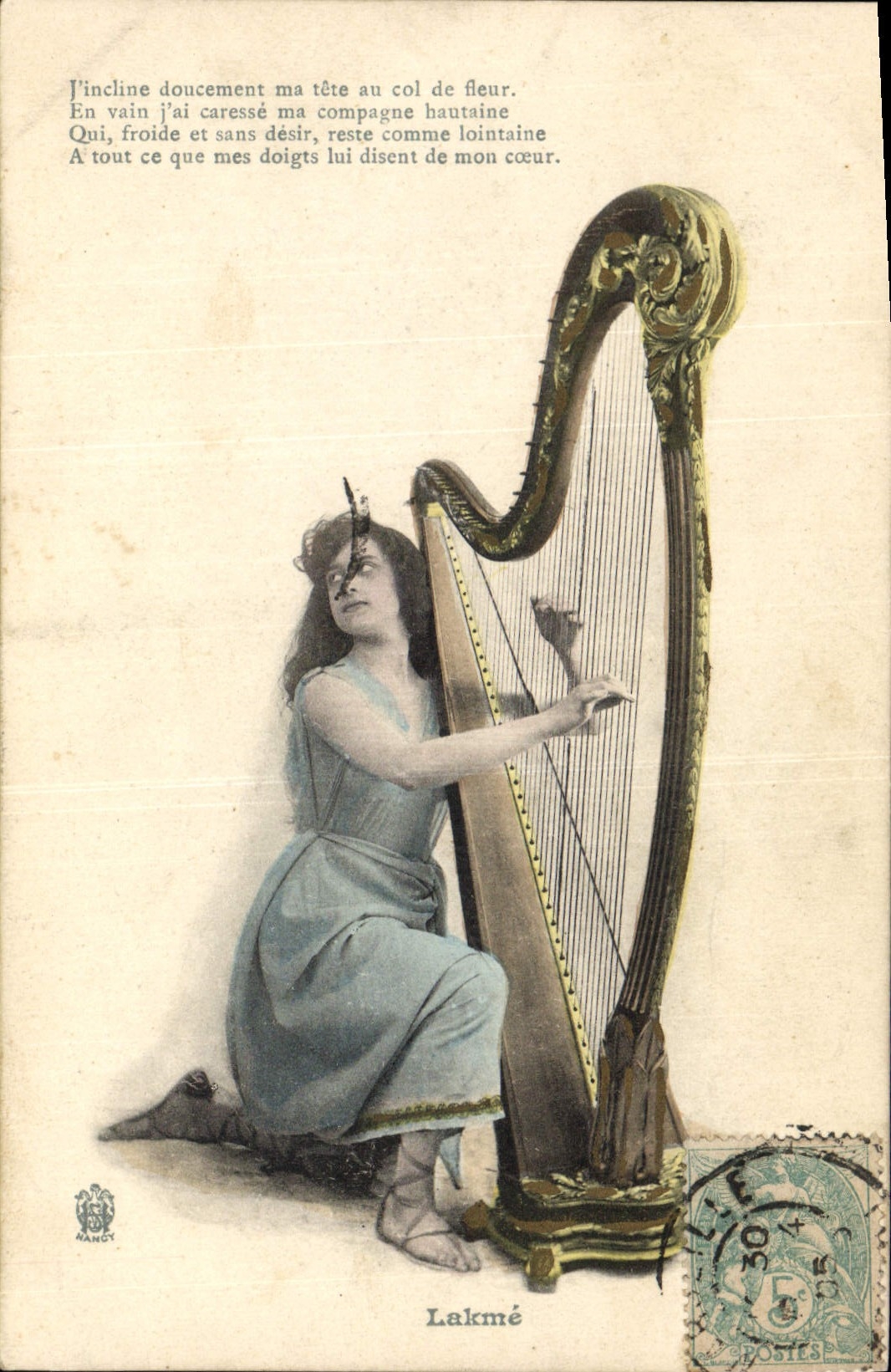 CPA Femme Harpe Lakme 