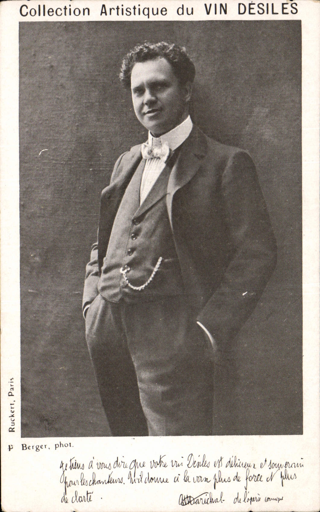 Postal Vino Desiles Mariscal de la Ópera Cómica