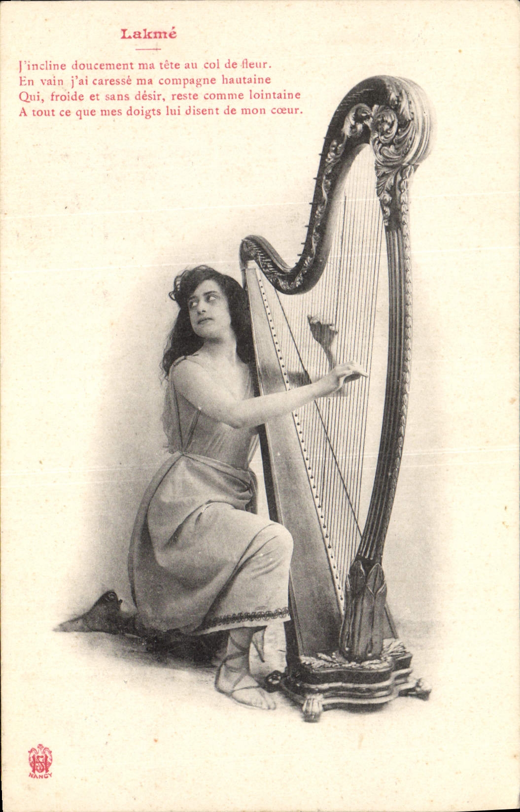 CPA Femme Harpe Lakme 