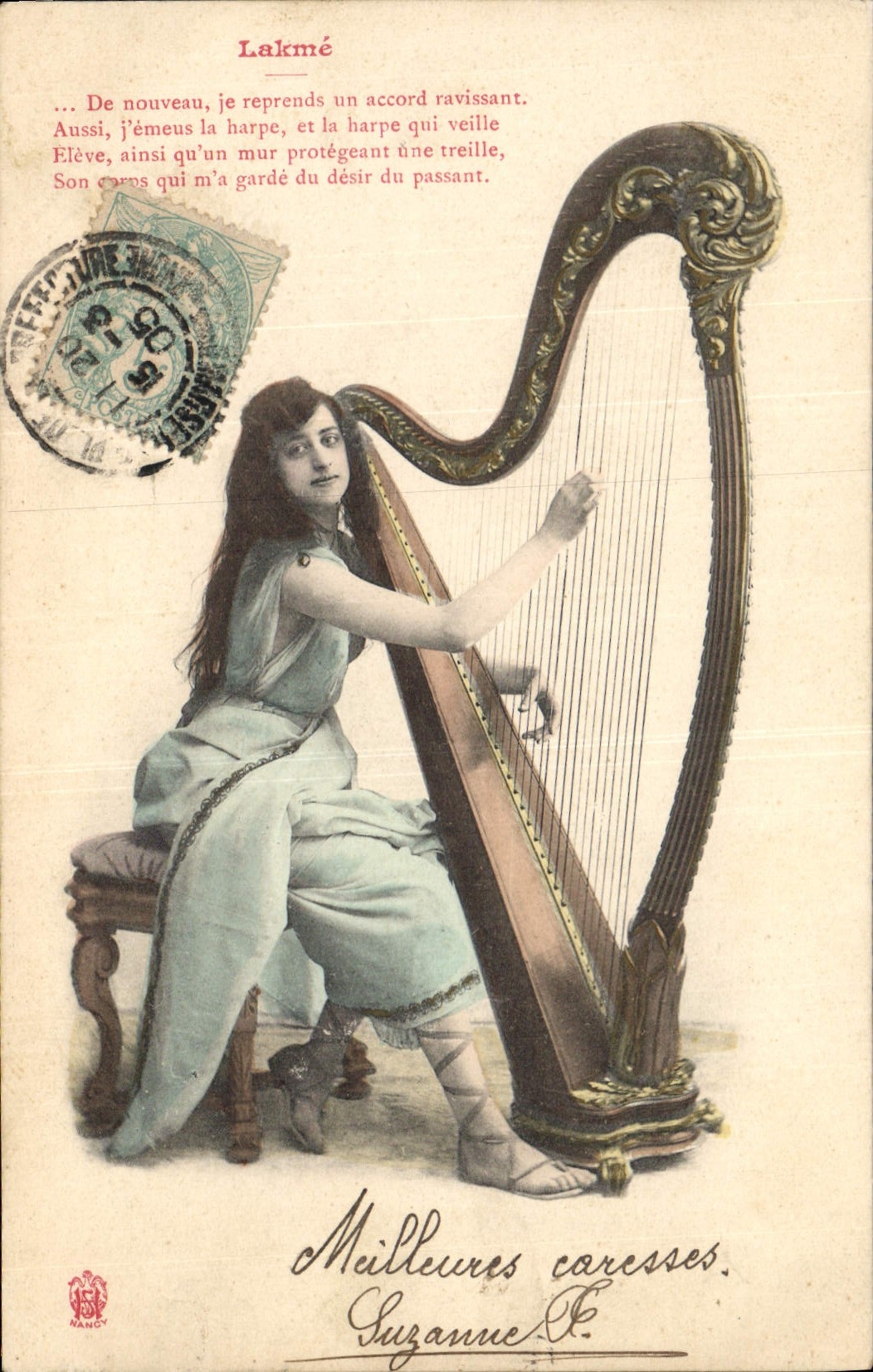 CPA Femme Harpe Lakme 