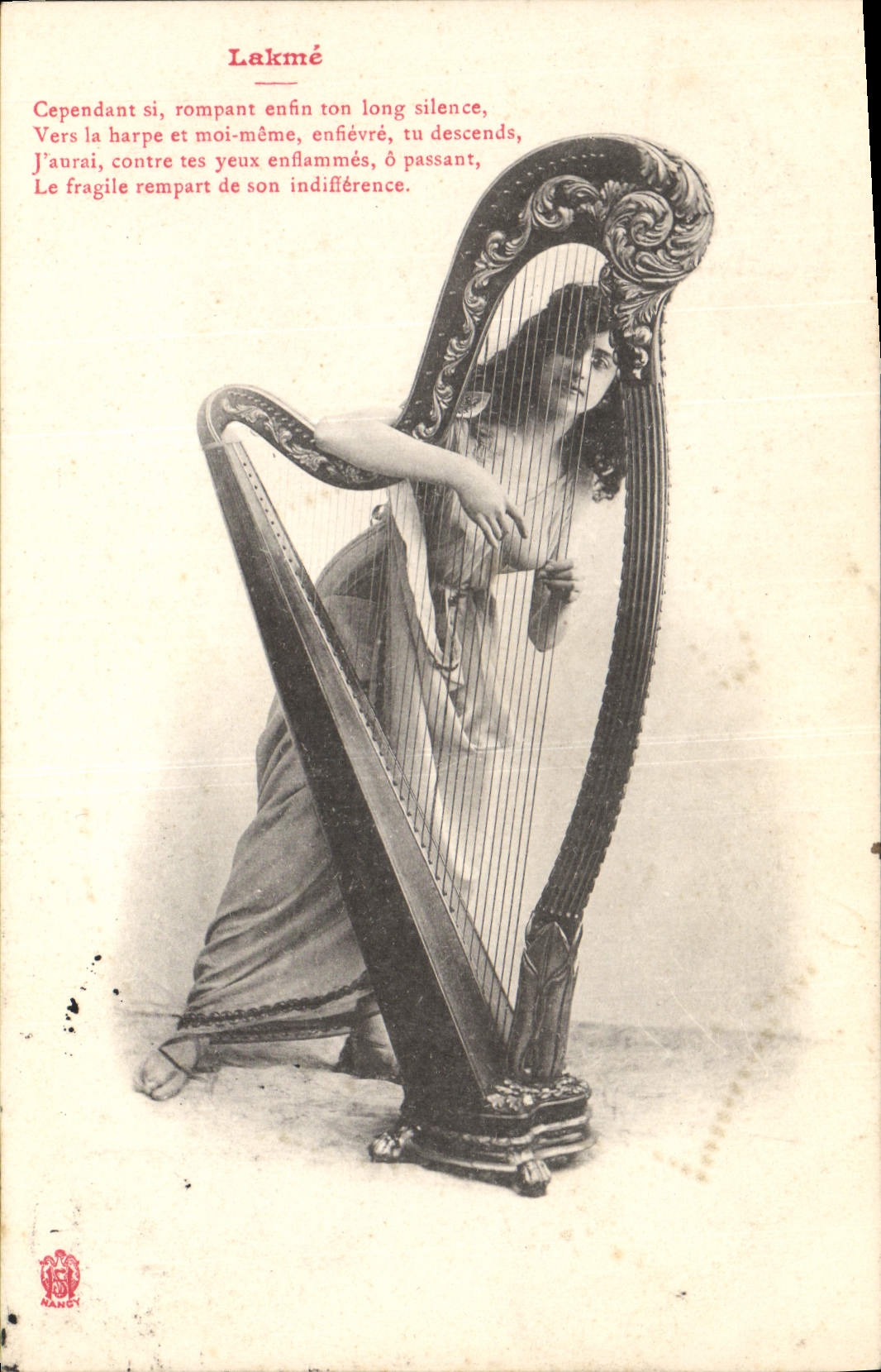 CPA Femme Harpe Lakme 