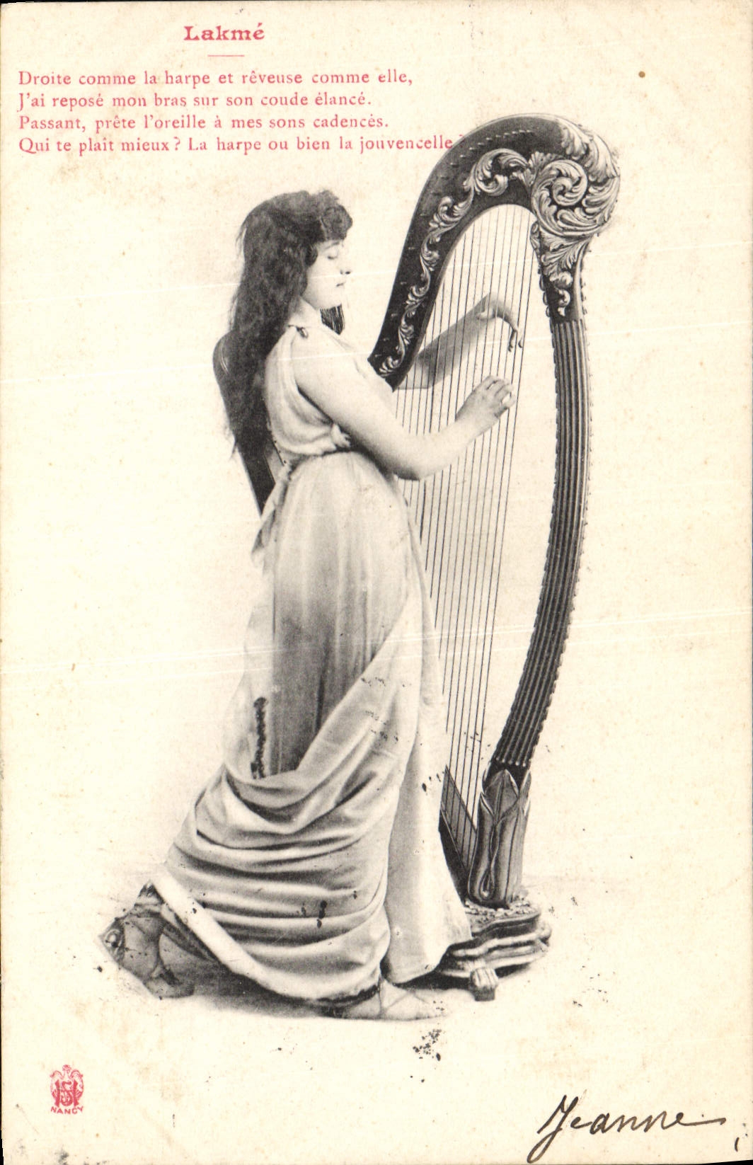 CPA Femme Harpe Lakme 