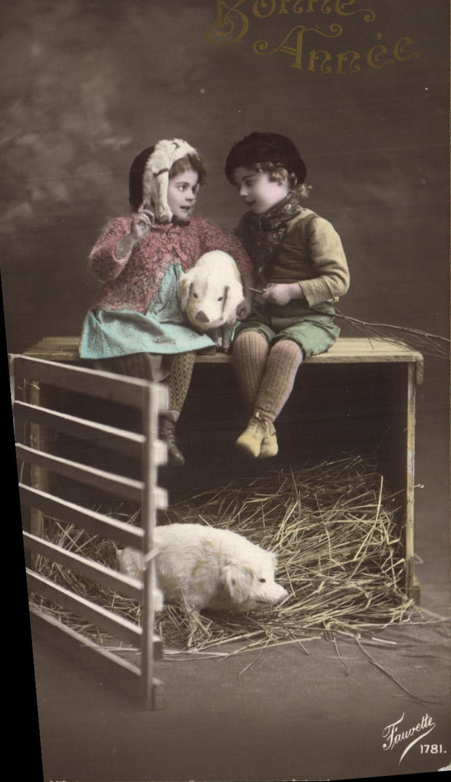 CPA Cochon Porc Enfants 