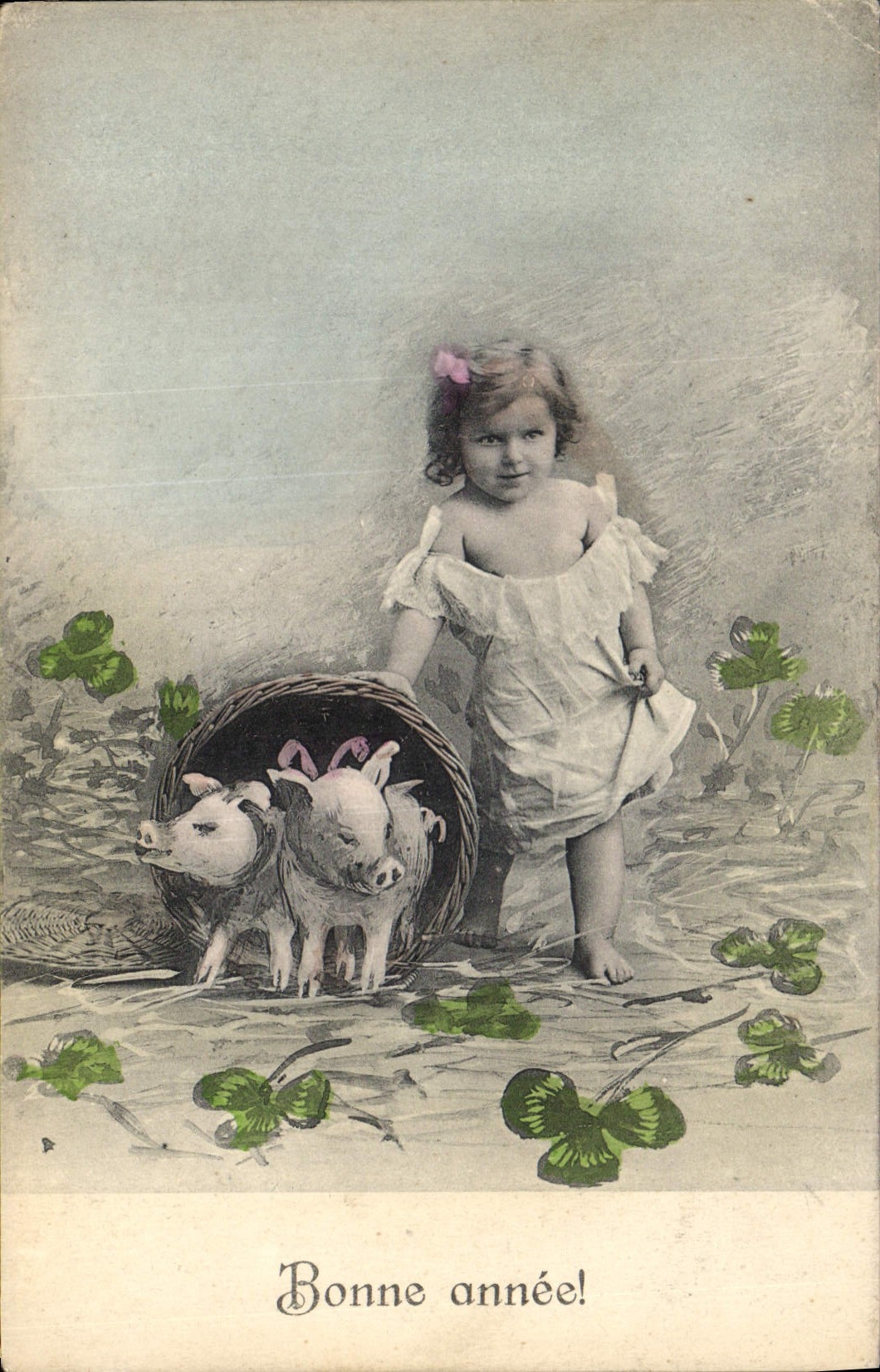 CPA Cochon Porc Enfant Trefles 