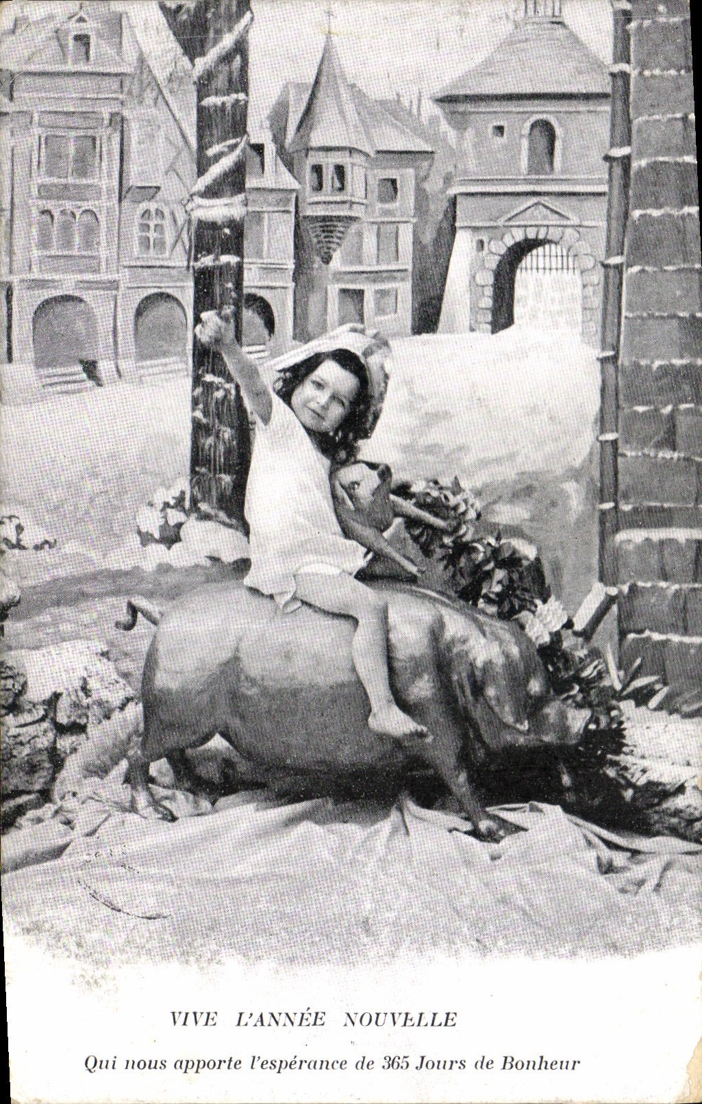 Postal Cerdo Cerdo Niño vive el nuevo año