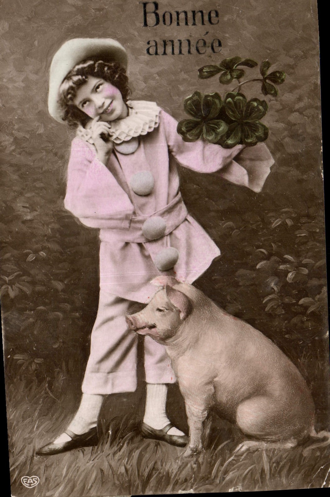 CPA Cochon Porc Enfant Trefles