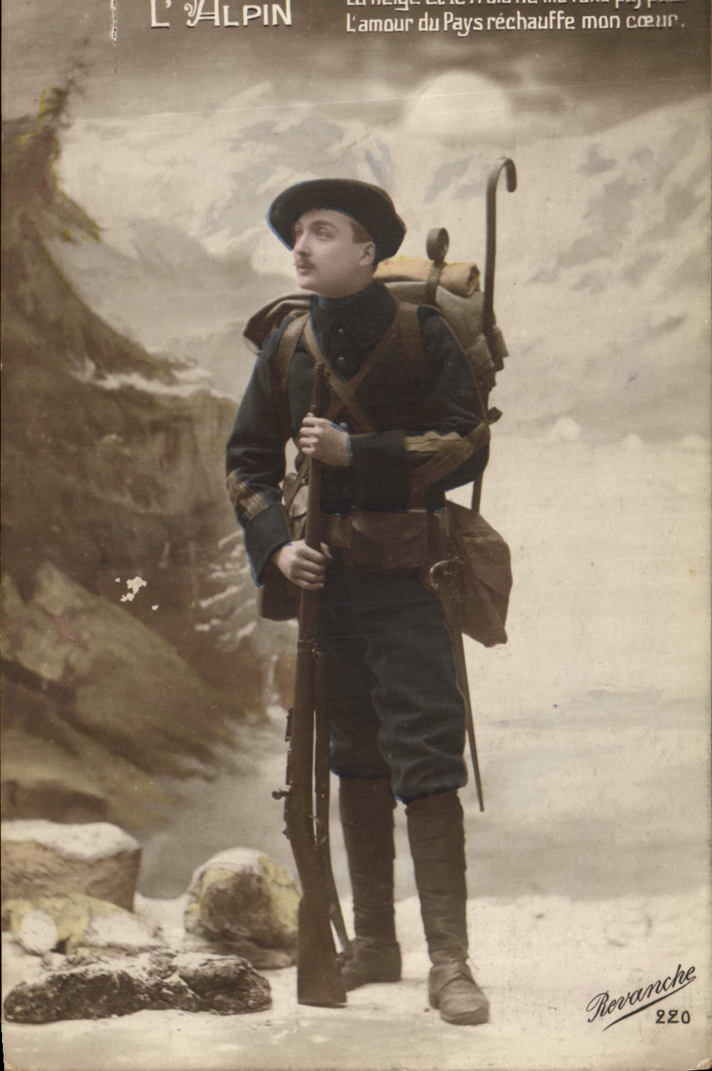Vintage Postcard Militaria Alpine hunters the Alpine one