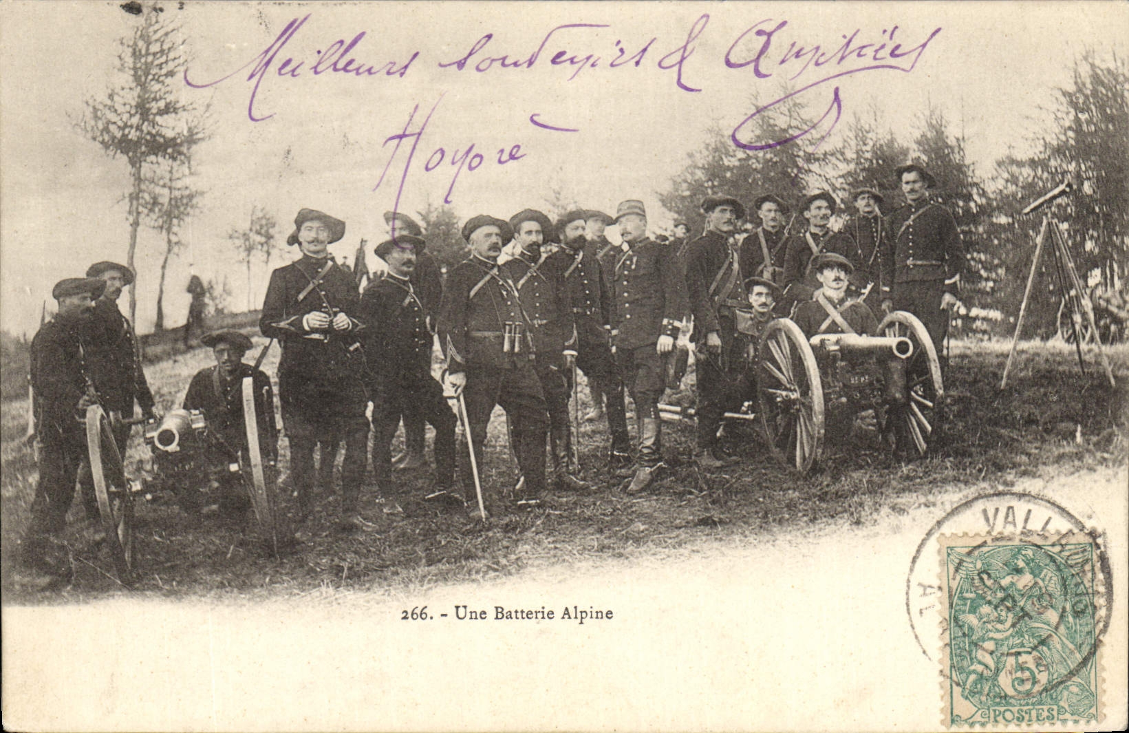 Vintage Postcard Militaria Alpine hunters an alpine battery