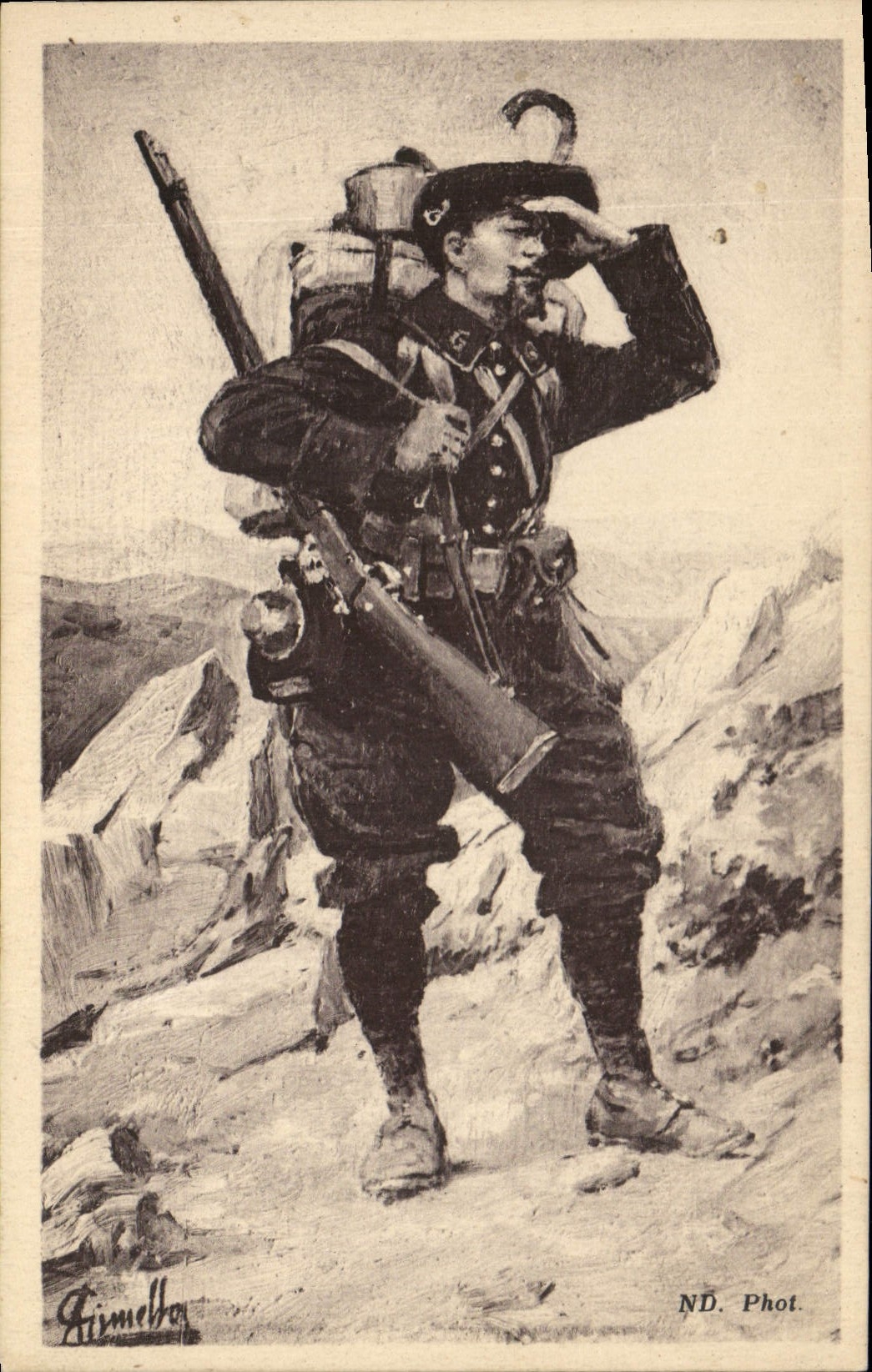 CPA Militaria Chasseurs Alpins 