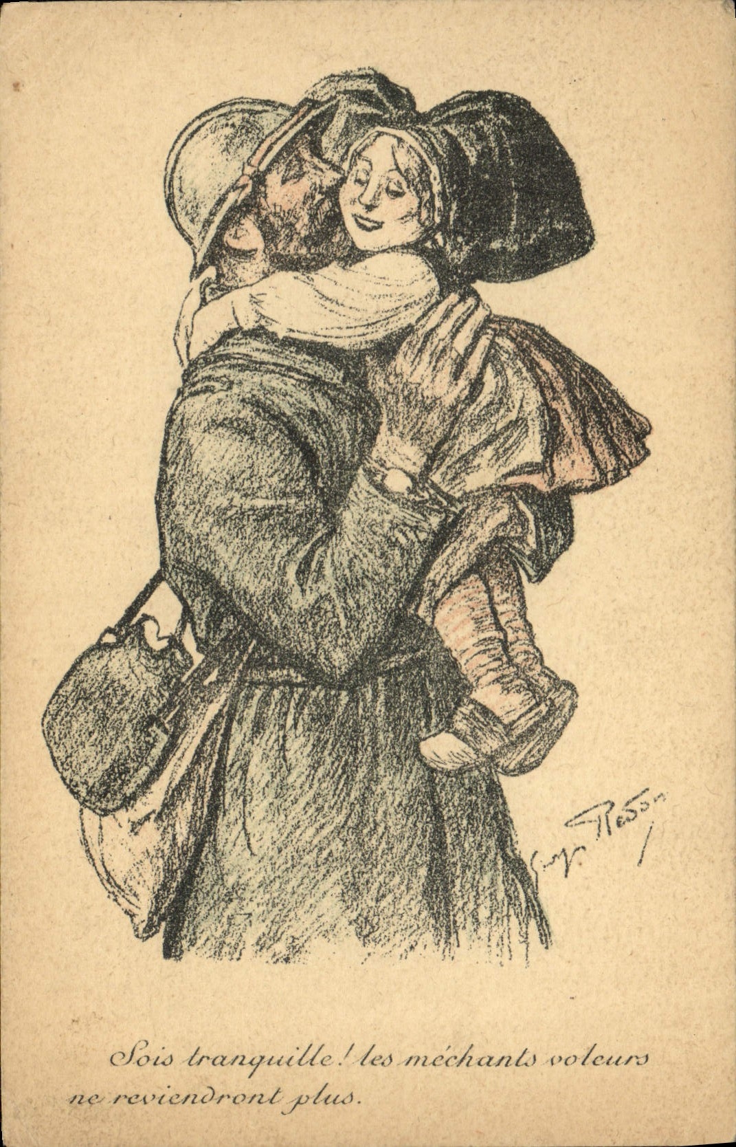 CPA Militaria Poilu Enfant Alsace 