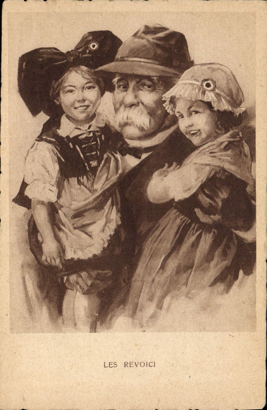 Vintage Postcard Militaria Revoici Children Alsace Clemenceau