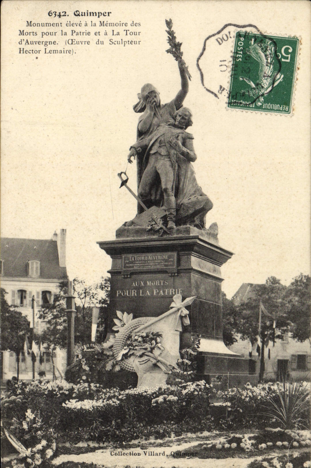 Postal Quimper Monumento alumno tiene la memoria de las muertes para la patria