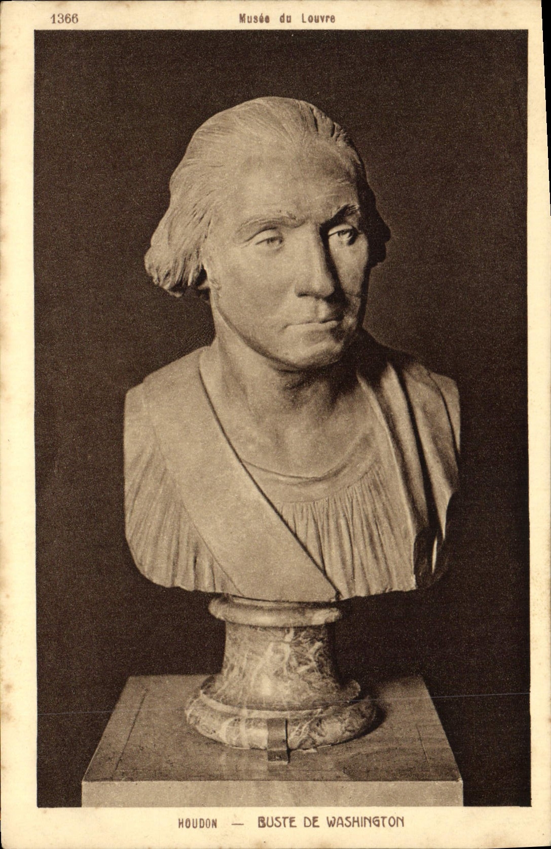 Vintage Postcard Paris Museum of Luxembourg Houdon Bust of Washington