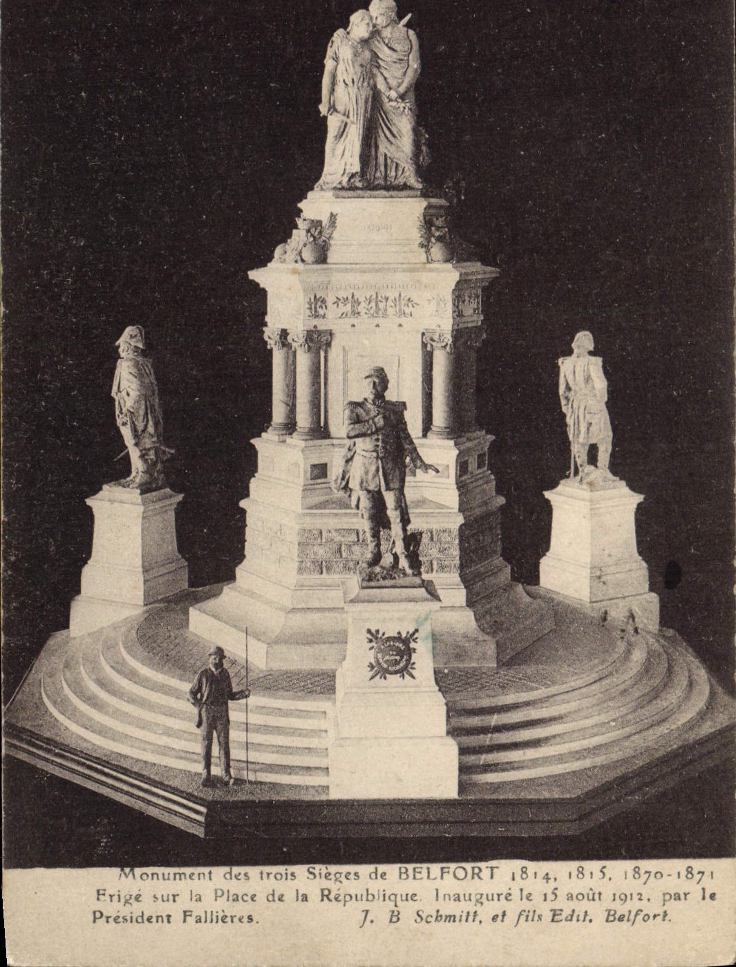 Vintage Postcard Monument of the Three Seats of Belfort