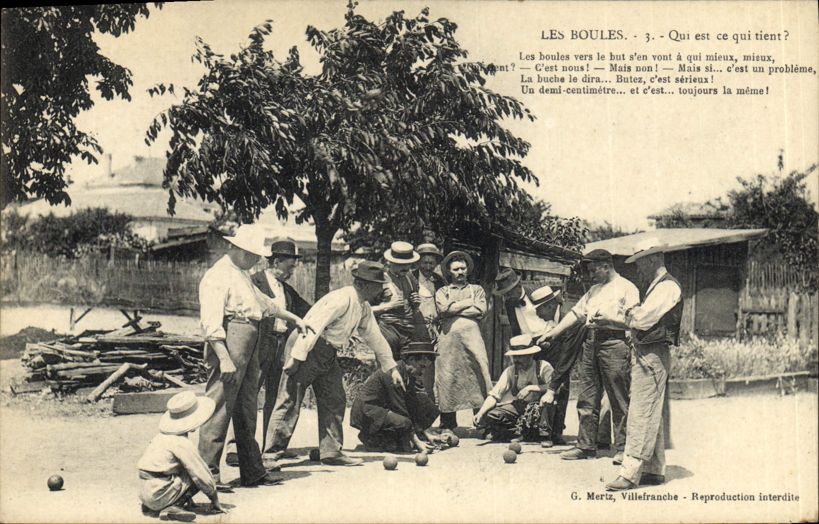Vintage Postcard Game of bowls the balls SIGNAL