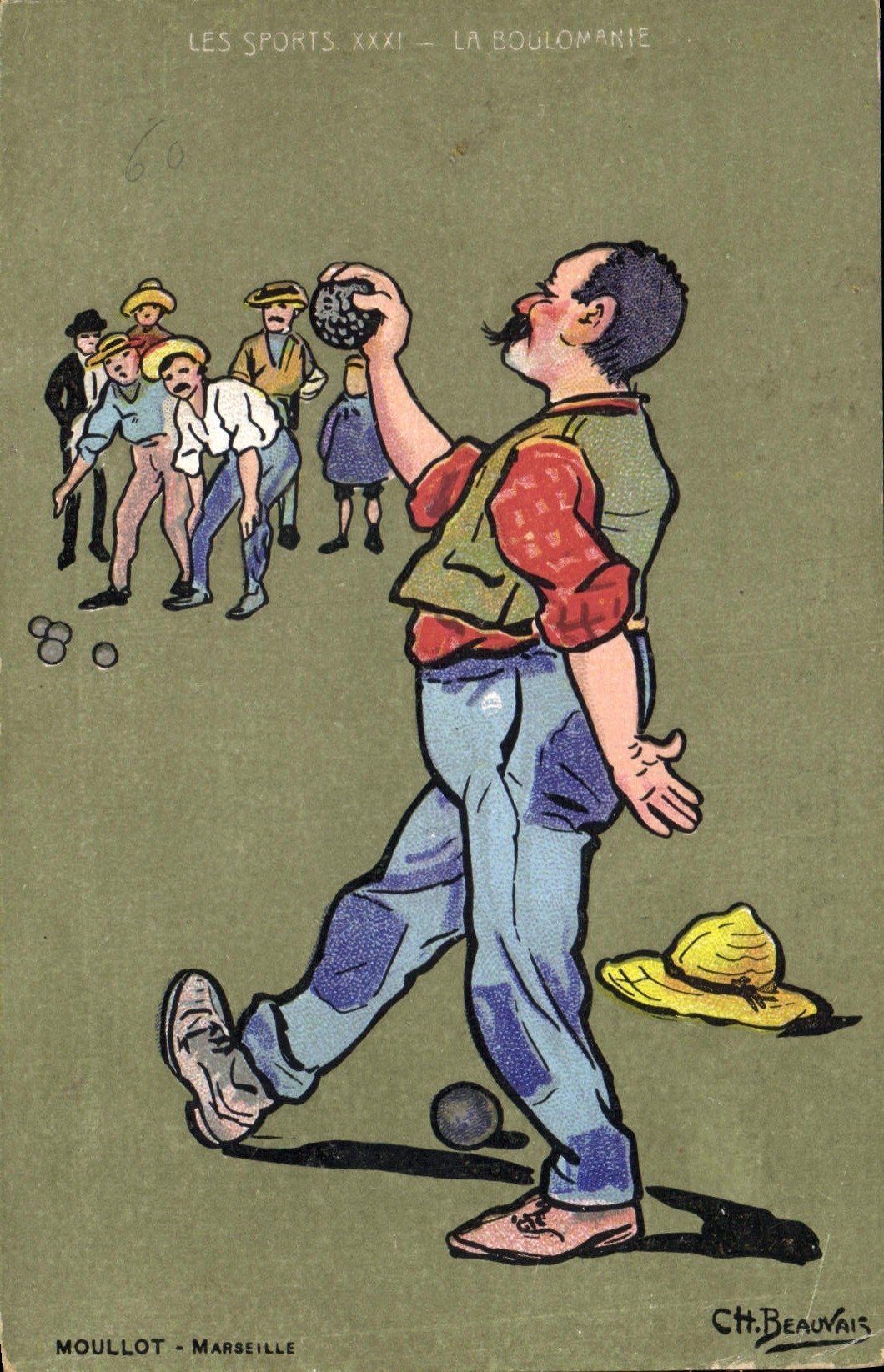 Vintage Postcard Game of bowls the boulomanie