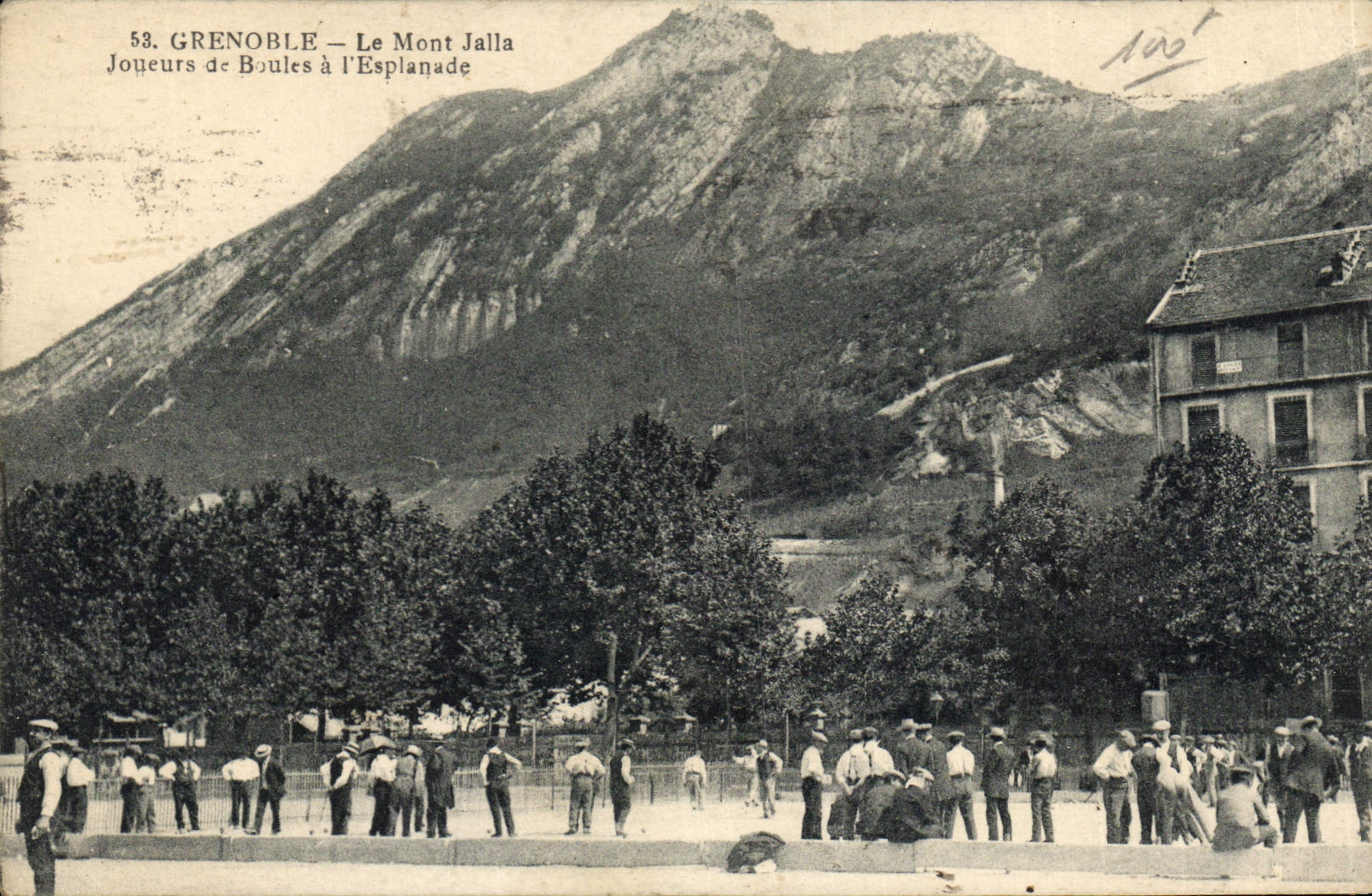 Vintage Postcard Petanque Grenoble the Mount Jalla Bowlers has the esplanade