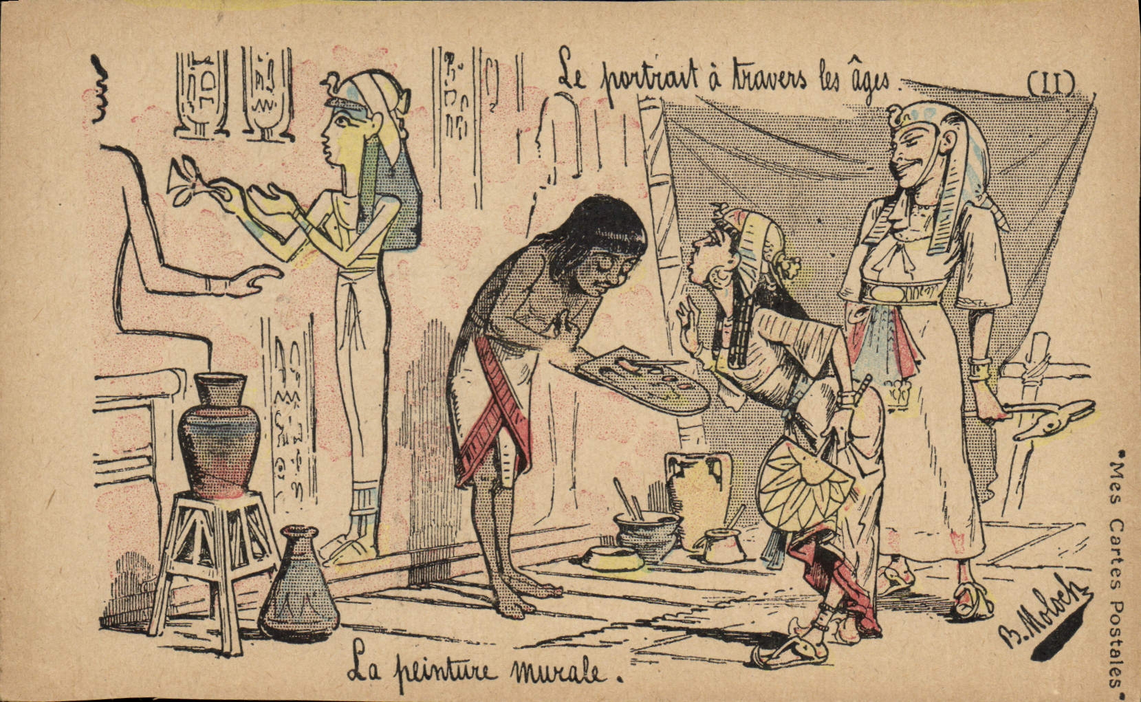 CPA Fantaisie Illustrateur Le portrait a travers les ages la peinture murale Egypte Egypt