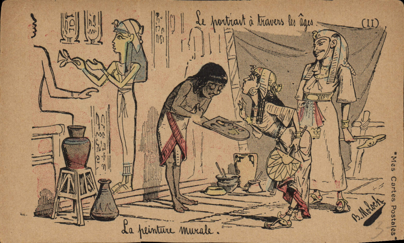 CPA Fantaisie Illustrateur Le portrait a travers les ages la peinture murale Egypte Egypt