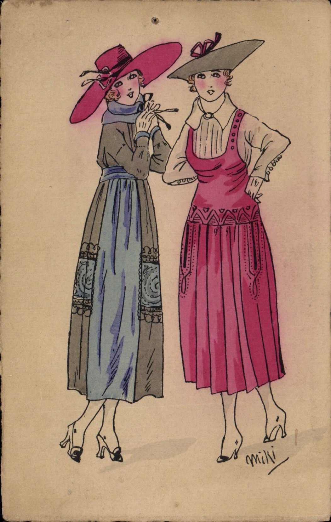 Vintage Postcard Fantasy Illustrator Miki Women