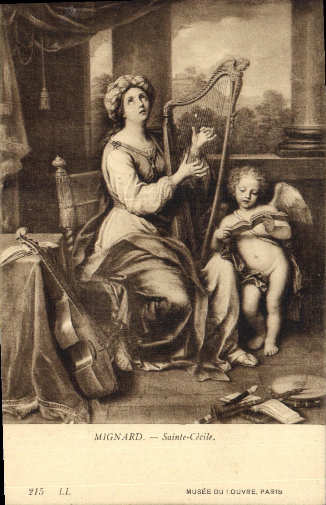Postal Mignard Santo Cecilia Vagar del Louvre París