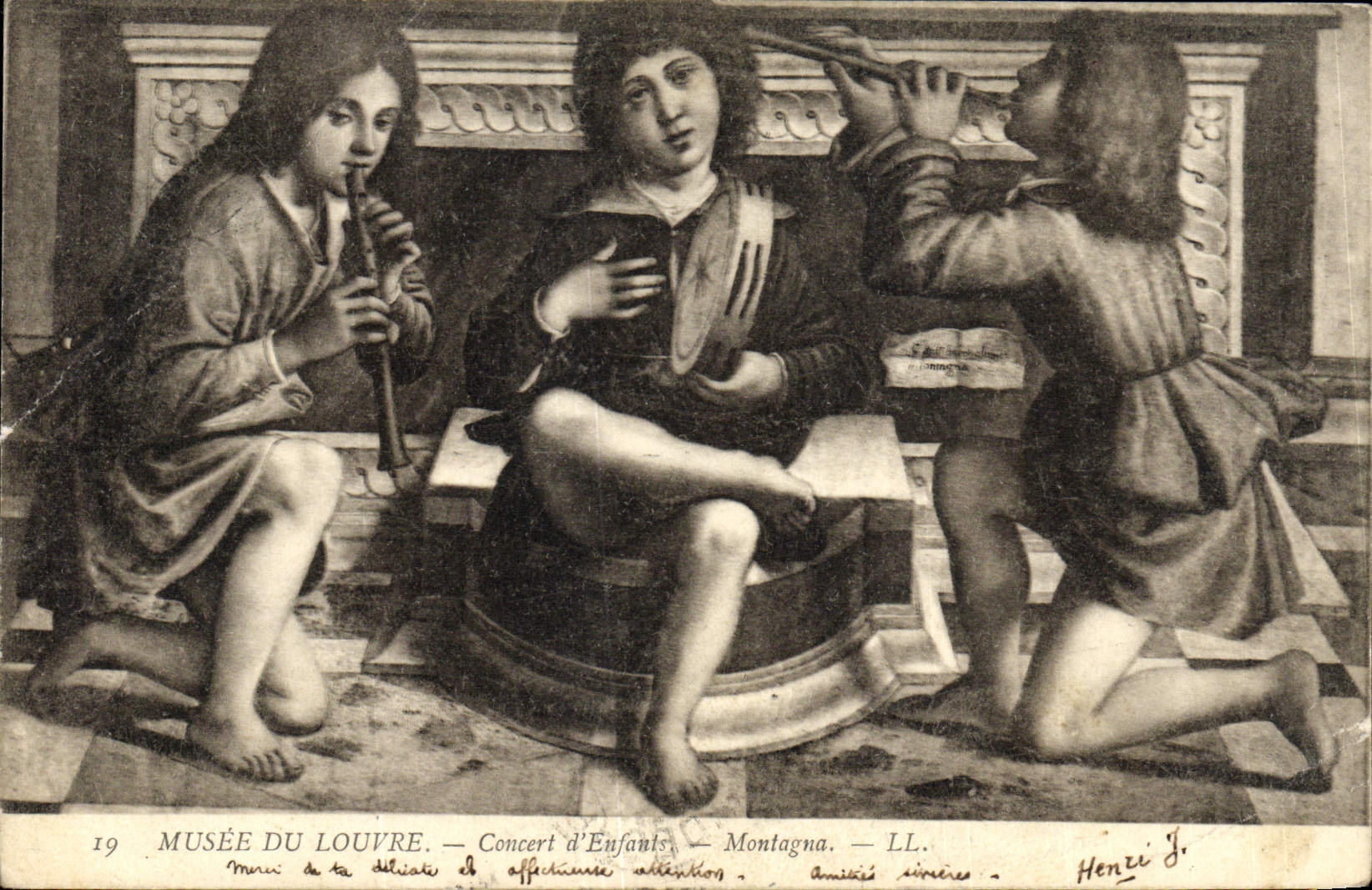 CPA Paris Musee du Louvre Concert d'enfants Montagna 