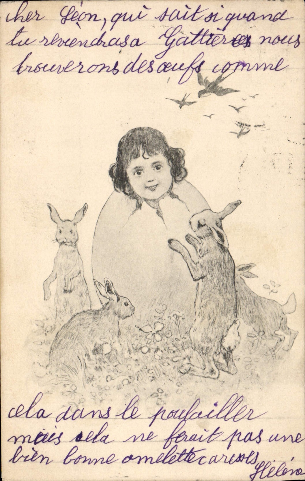 CPA Lapin Lapins Enfant