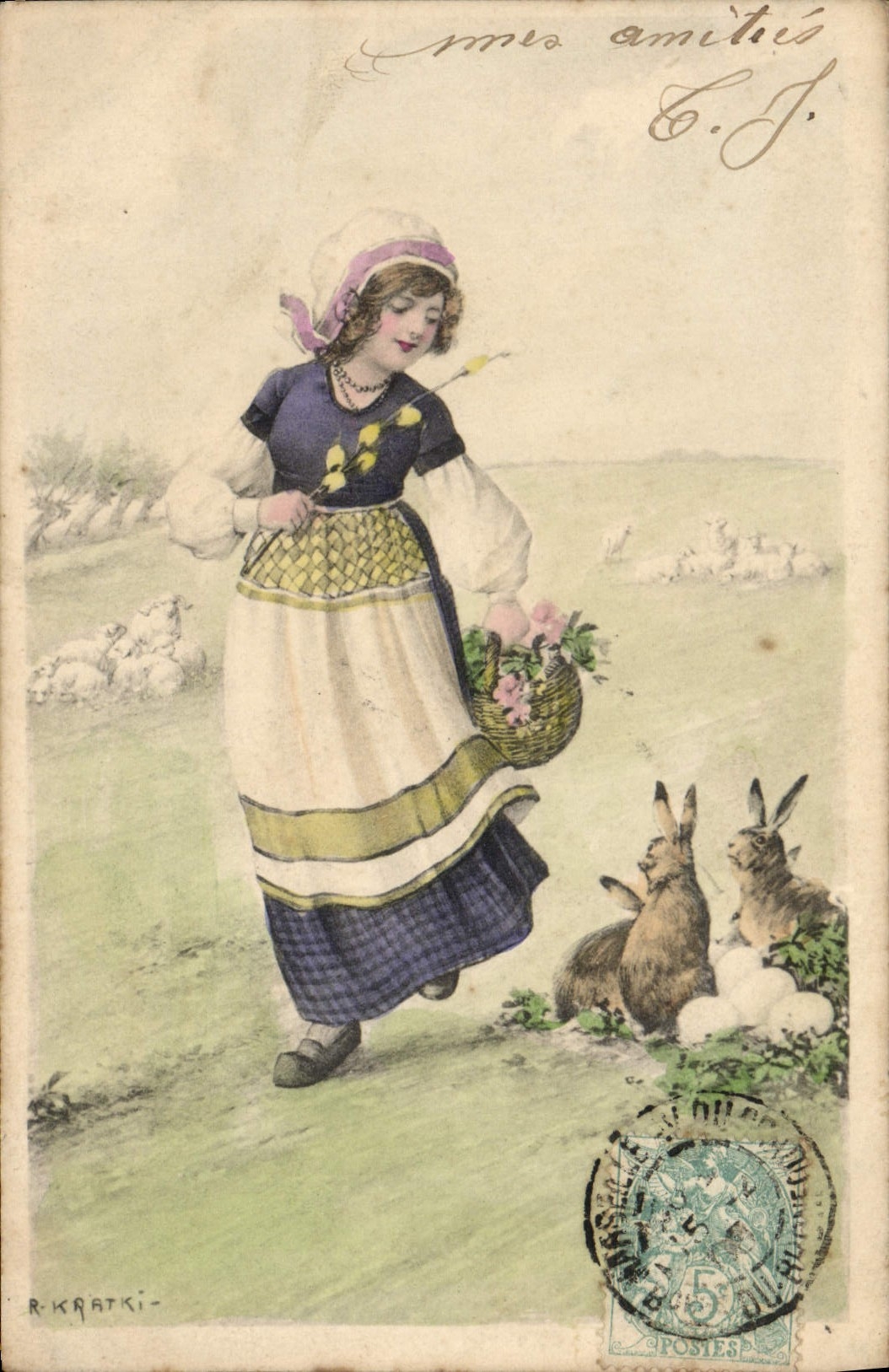 CPA Lapin Lapins Enfant
