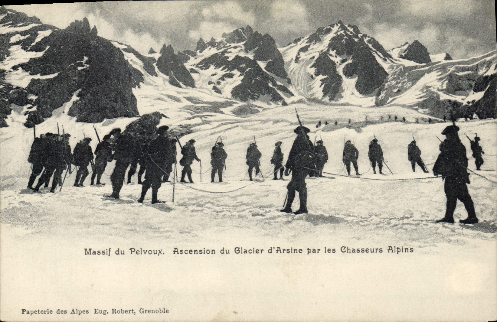 CPA Militaria Chasseurs Alpins Massif du Pelvoux Ascension du glacier d'Arsine 