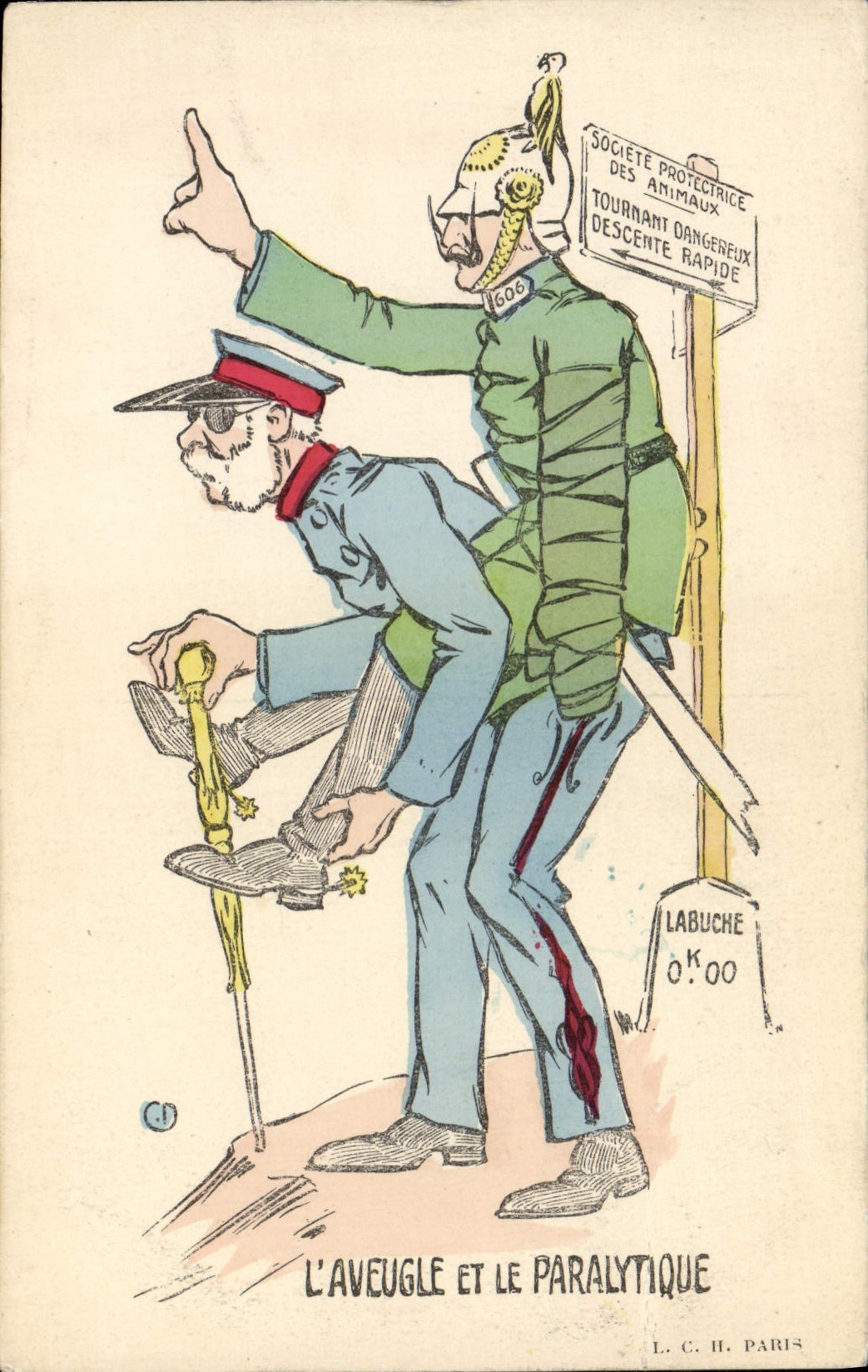 CPA Militaria L'aveugle et le paralytique 