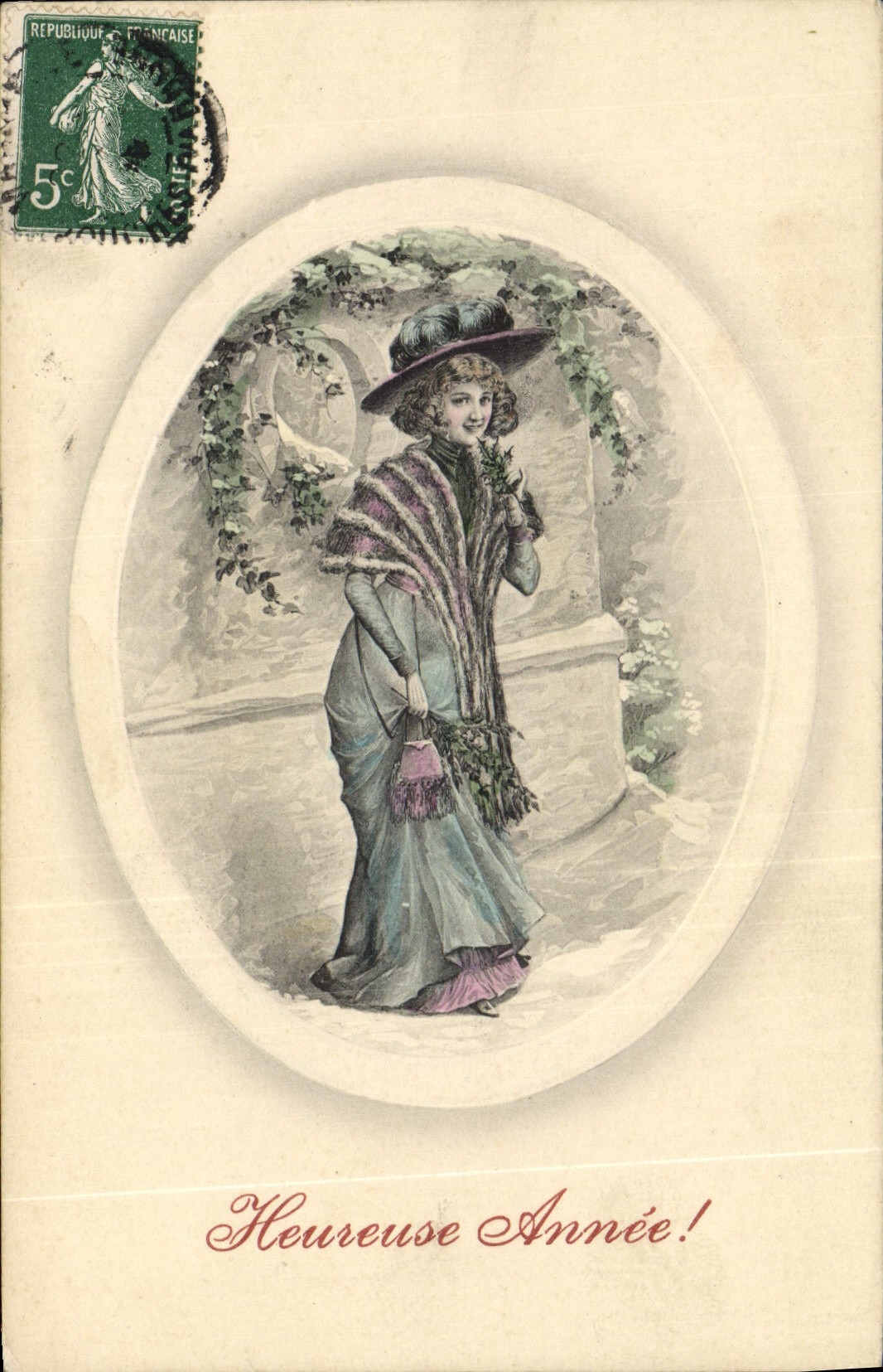 CPA Fantaisie Illustrateur Femme Heureuse annee 