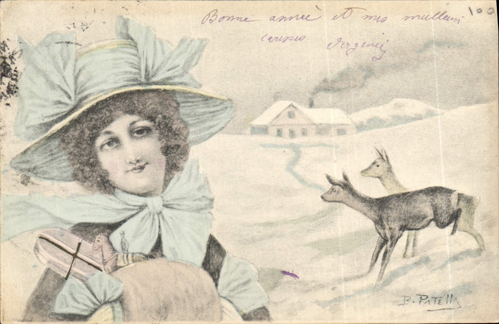 Postal Fantasia Ilustrador Mujer Cierva CUMBRE