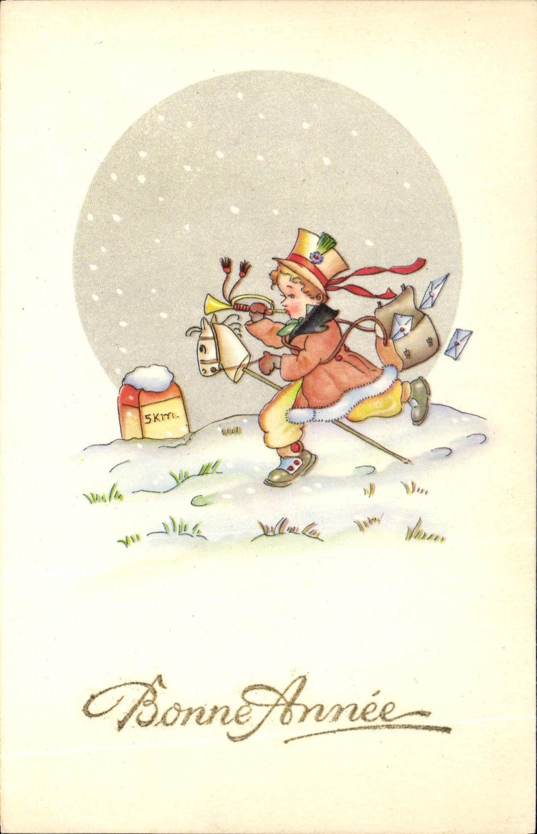 CPA Fantaisie Illustrateur Enfant Bonne annee 