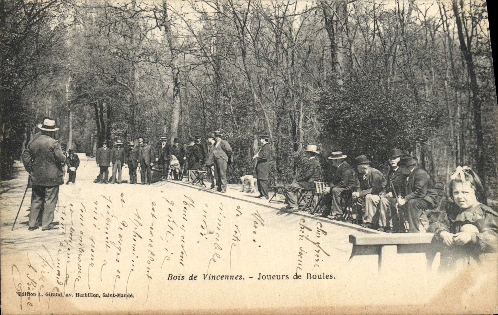 Vintage Postcard Game of bowls Paris Wood of Vincennes Bowlers SIGNAL